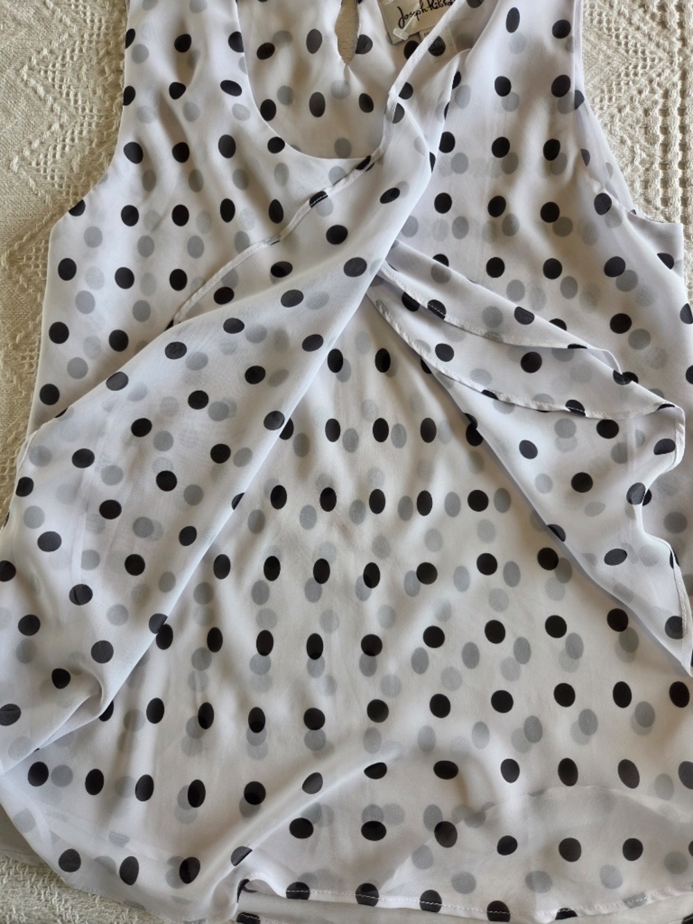 Joseph Ribkoff tank top polkadot 8 black/white tiers sleeveless wedding guest - Picture 8 of 8